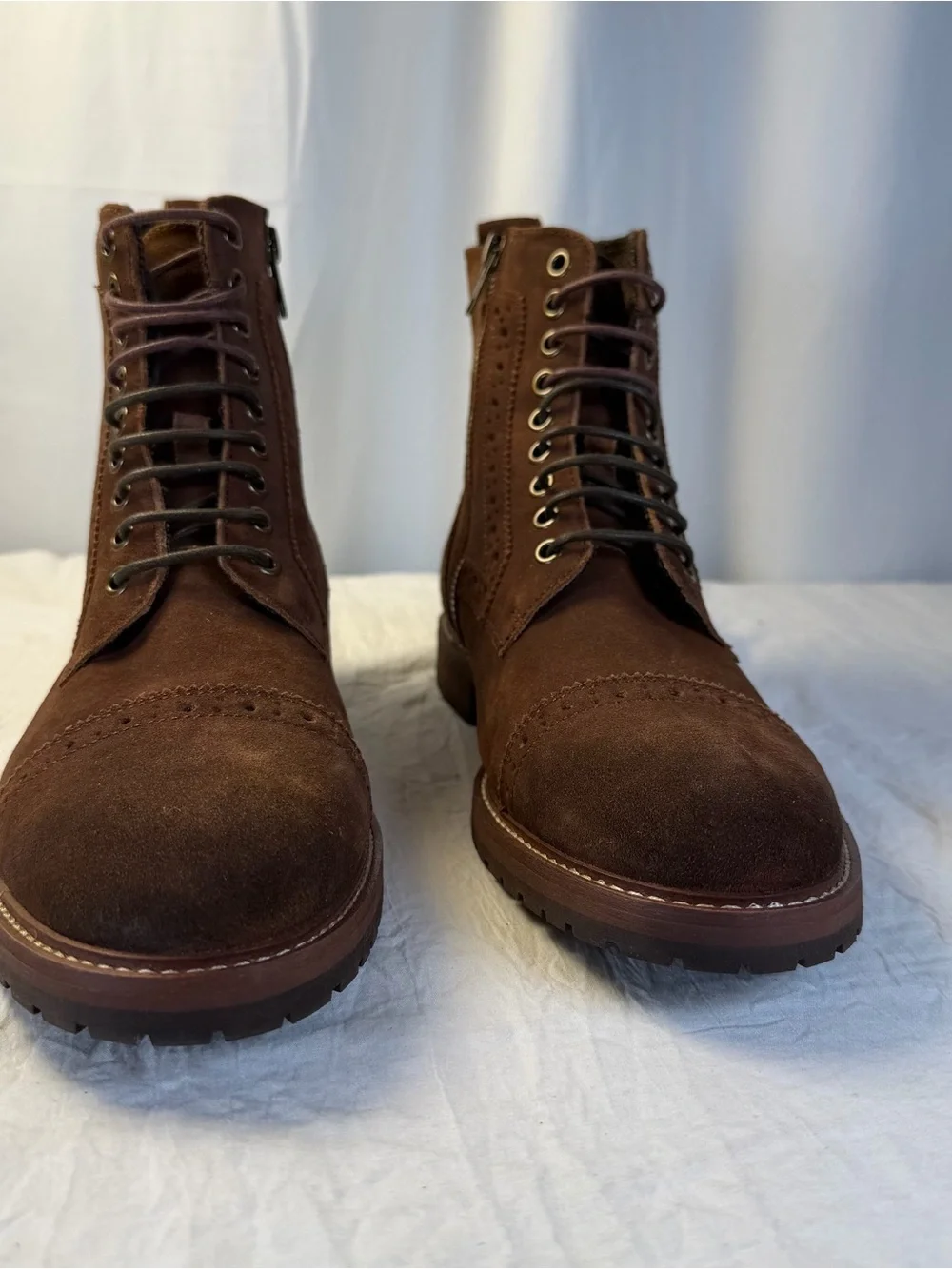 Aston Grey Kongal Men's sz9.5 Brown Suede Leather Cap-Toe Lace-Up AnkleBoots NEW